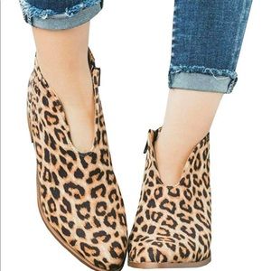 Booties Chunky Low Heel Cut Out Slipon Pointed Toe